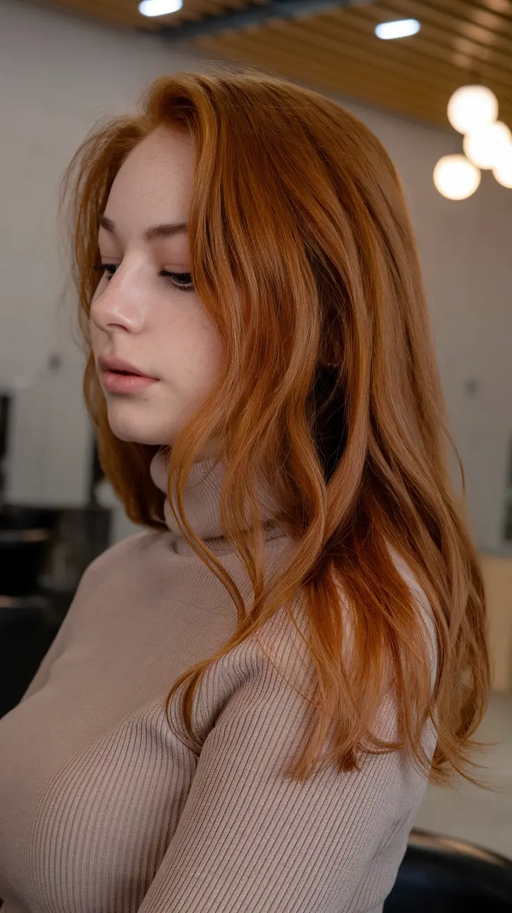 fall hair colors 2025 Burnished Ginger Spice with Dimensional Tones