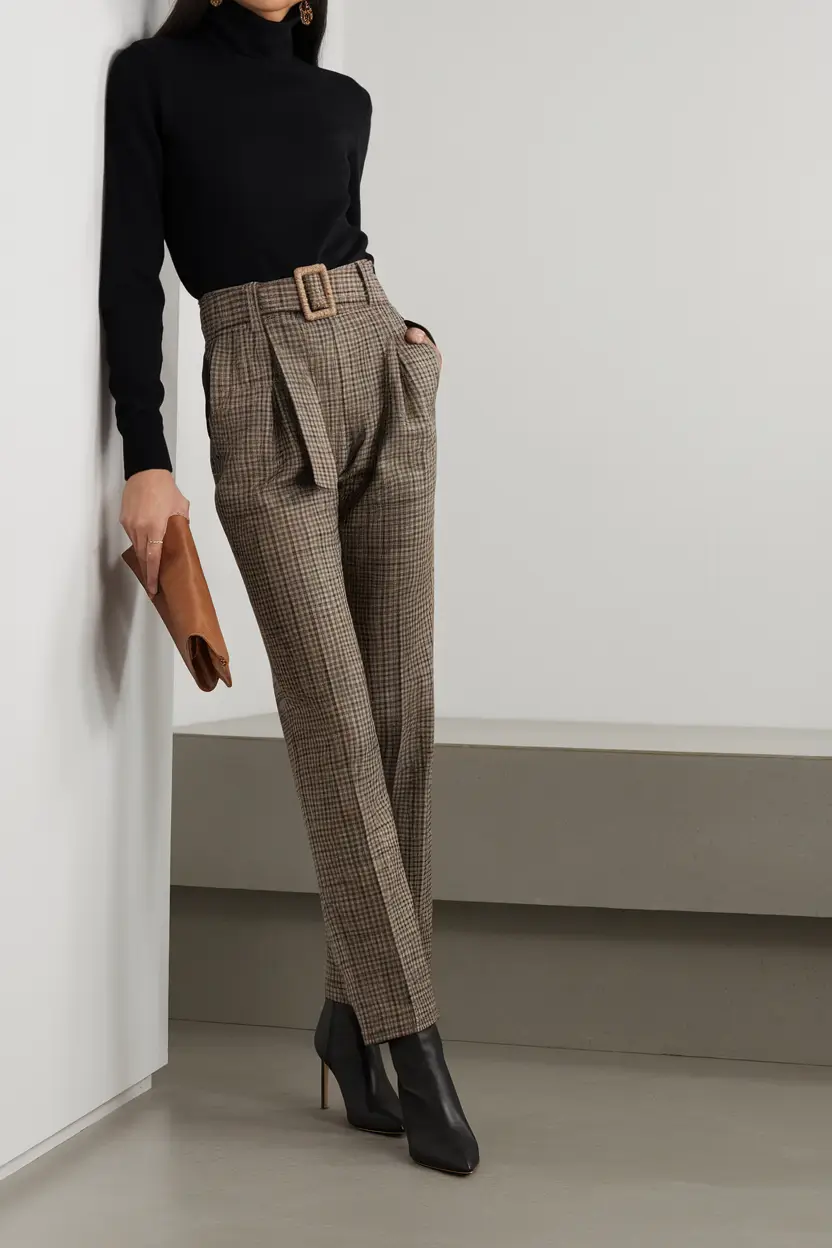 fall business casual outfits skirt Classic Check with a Modern Belted Twist