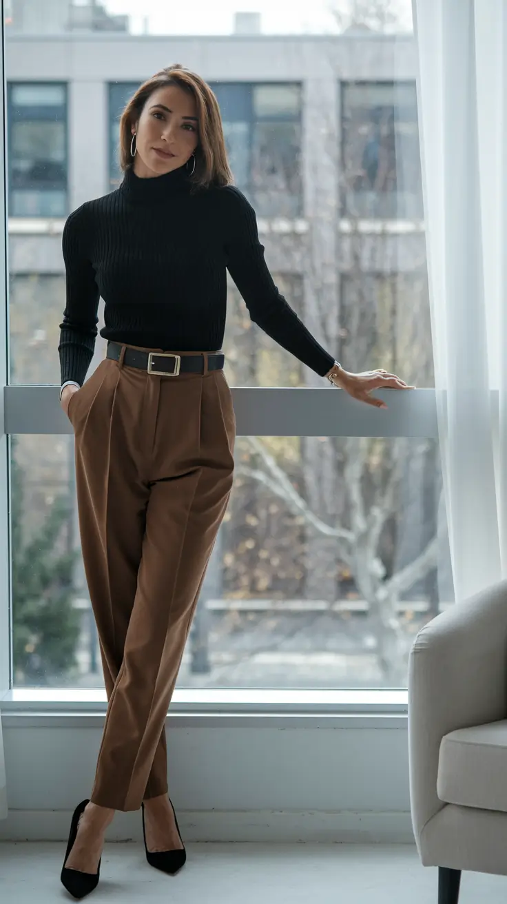 fall business casual outfits Statement Trench with Bold Contrast