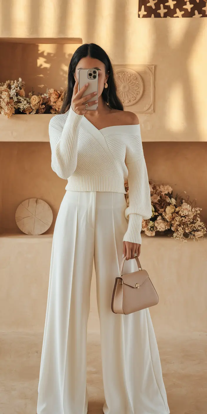 fall old money outfits dress monochrome-magic-in-cream