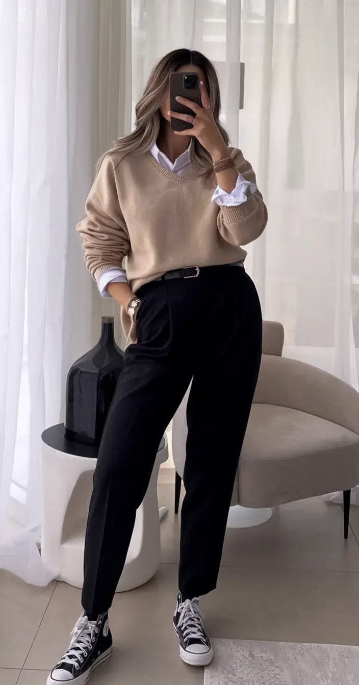 autumn outfits aesthetic Soft Neutrals Meet Urban Chill