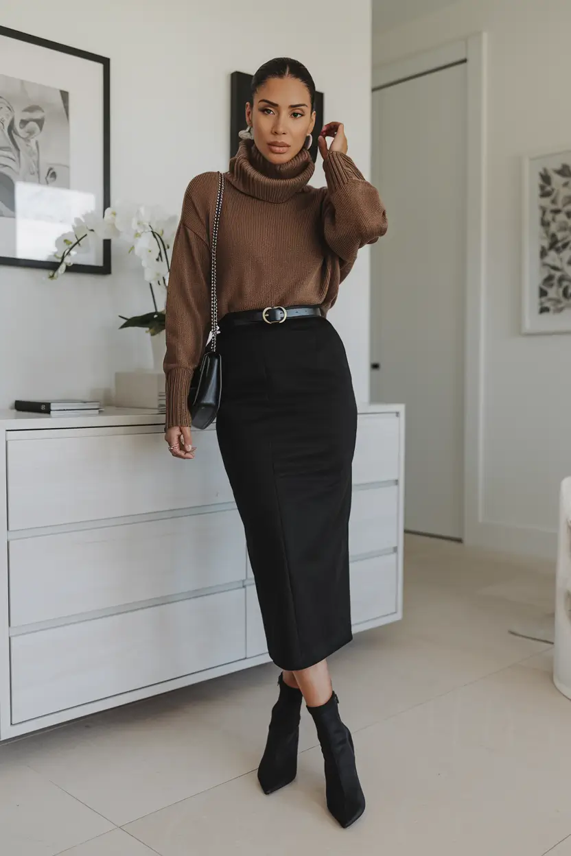 autumn outfits dress Chic Power Layering in Pencil Skirt Proportions