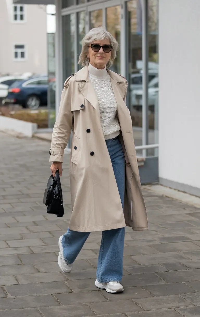 cute fall outfits for women classy jeans Trench Coat Meets Weekend Denim
