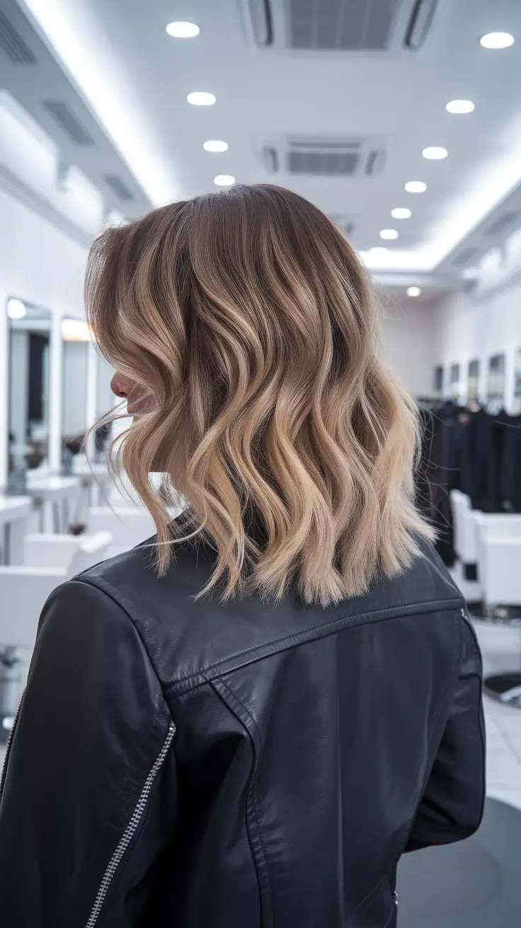 fall brown hair color buttery-blonde-balayage-bob