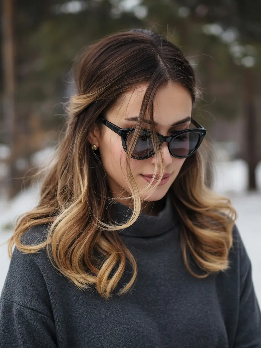 fall hair color for blondes short Caramel Ombre with Autumn Edge