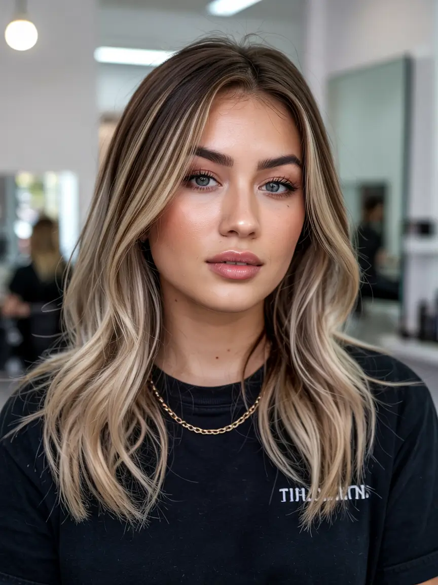 fall hair color for blondes ash Salon-Polished Blonde with Contrast Ends