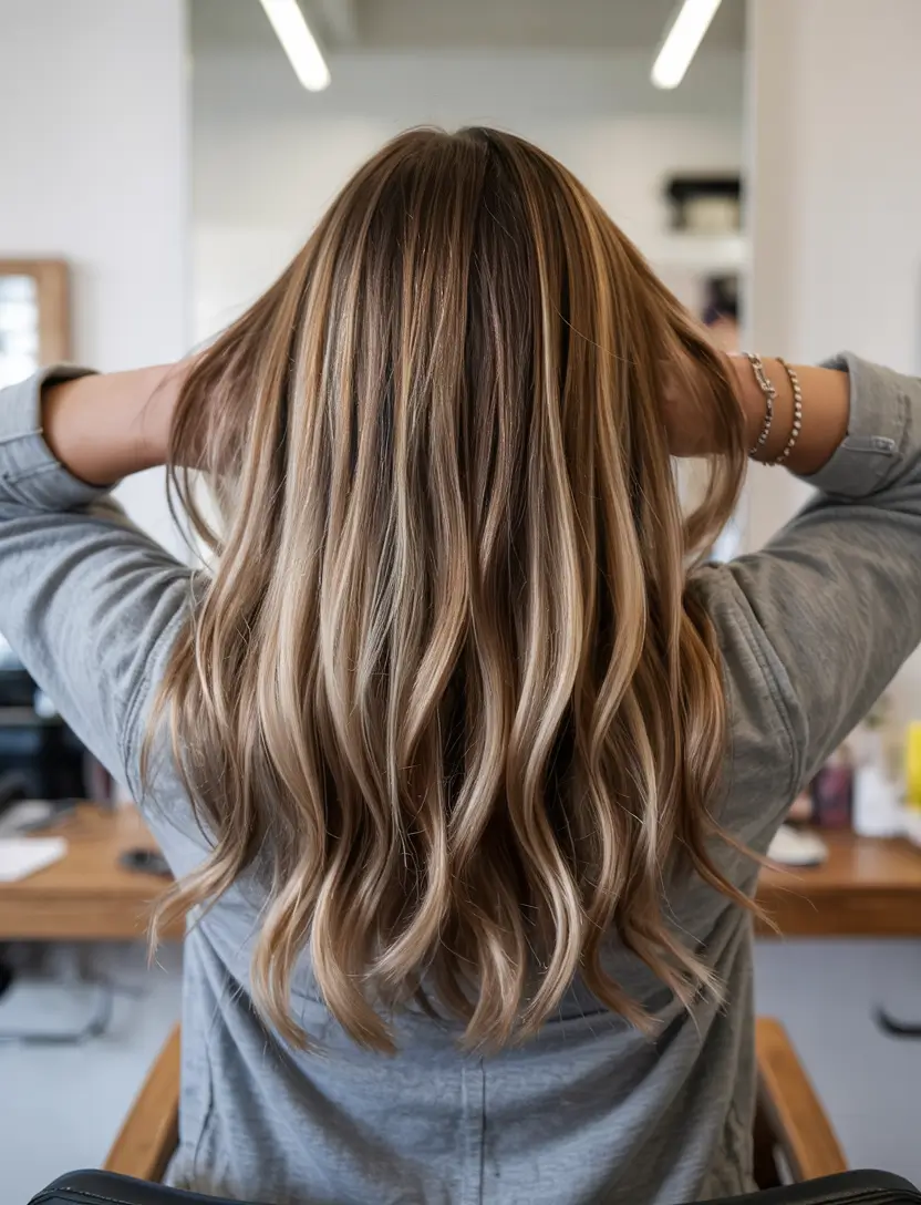 fall hair color for blondes caramel Golden Ribbon Balayage on Lived-In Lengths