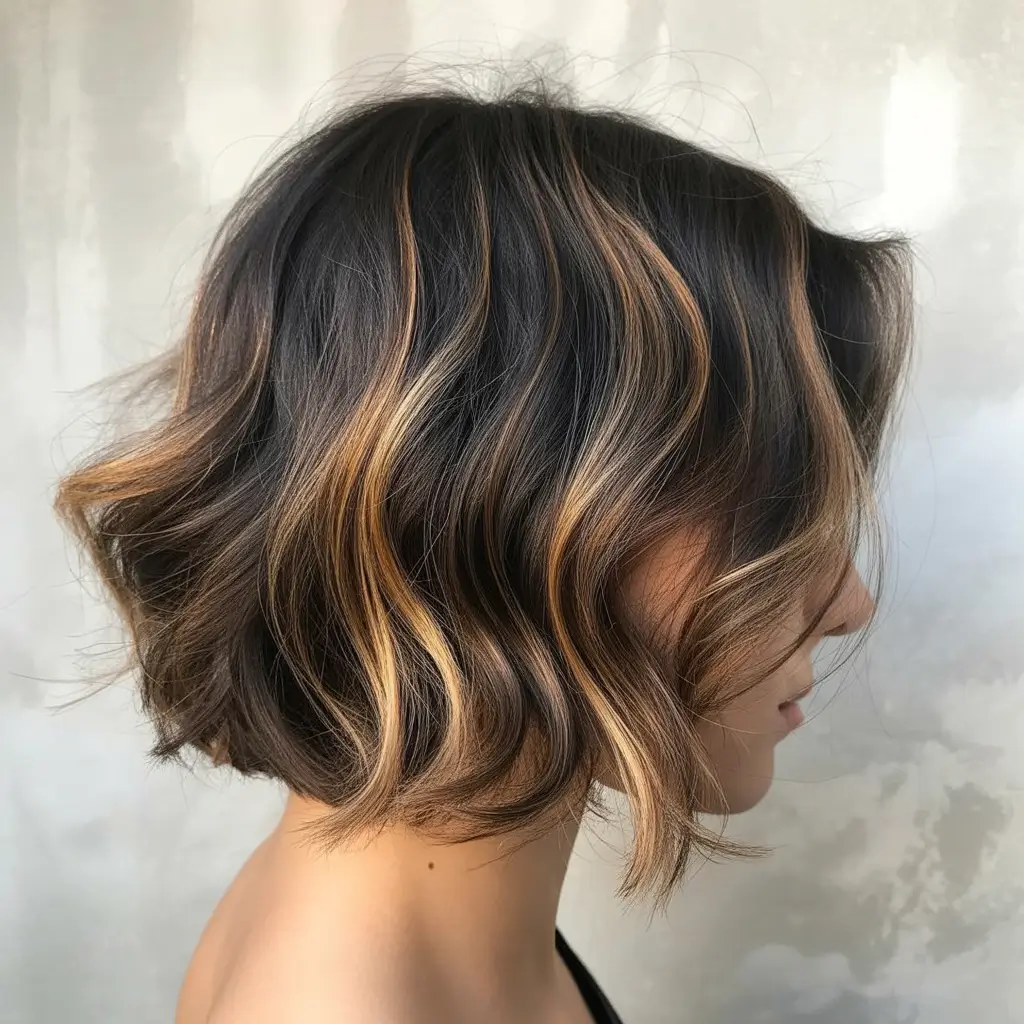 fall-bob-haircut-dimensional-curls-bronze-ribbons