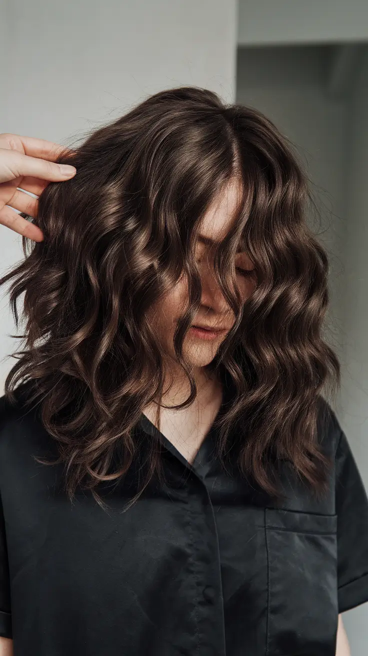 fall brunette hair color dark deep espresso curls with rich shadowing