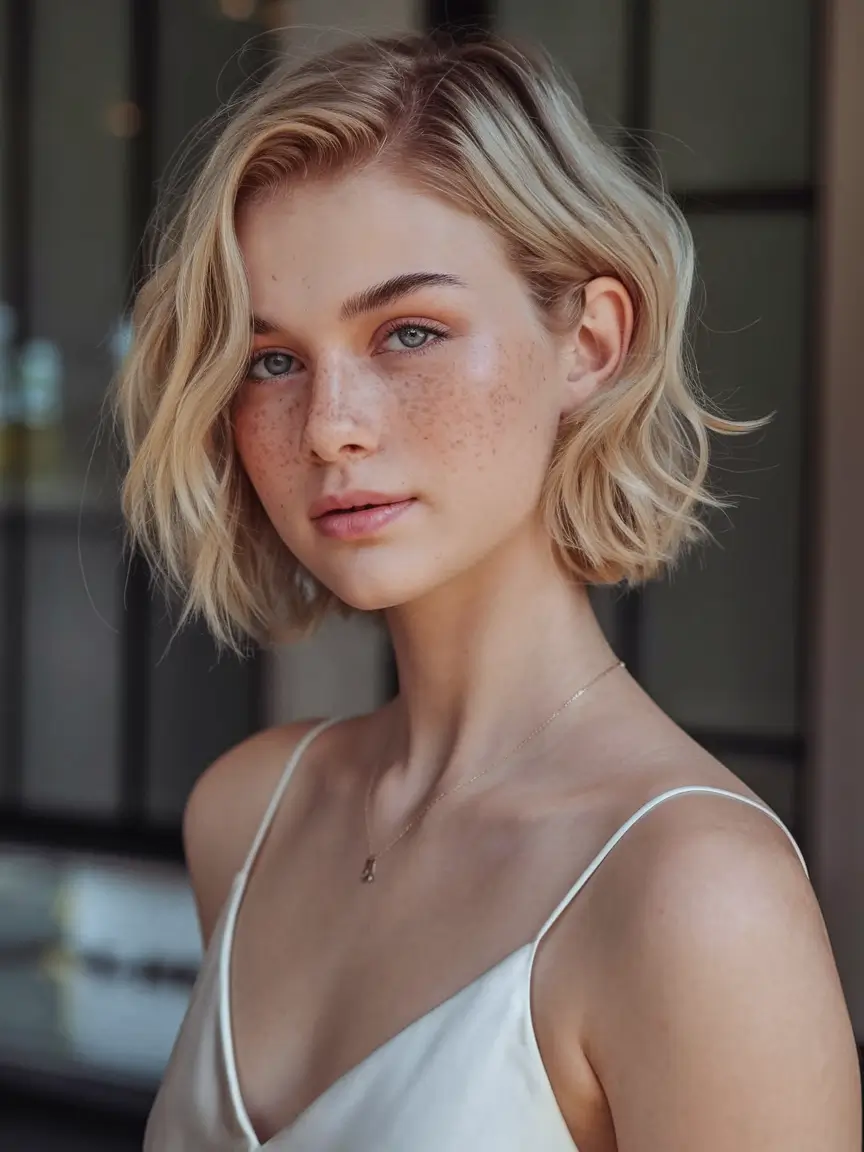 haircuts Soft Blonde Waves with a Textured Bob