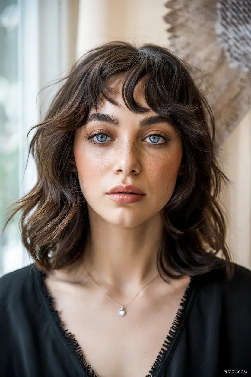 haircuts Modern Shag with Tousled Bangs