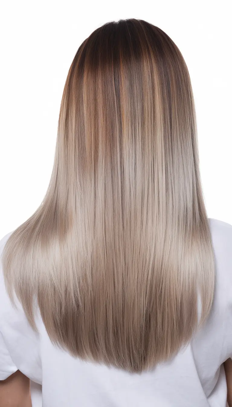 fall haircuts ideas 2025 Rooted Ash Blonde Sleek Cut