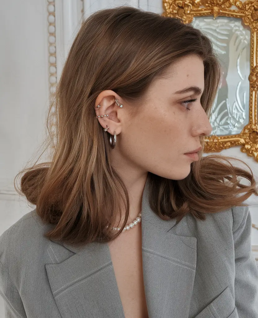 fall haircuts ideas 2025 Classic Collarbone Bob in Soft Beige Brown