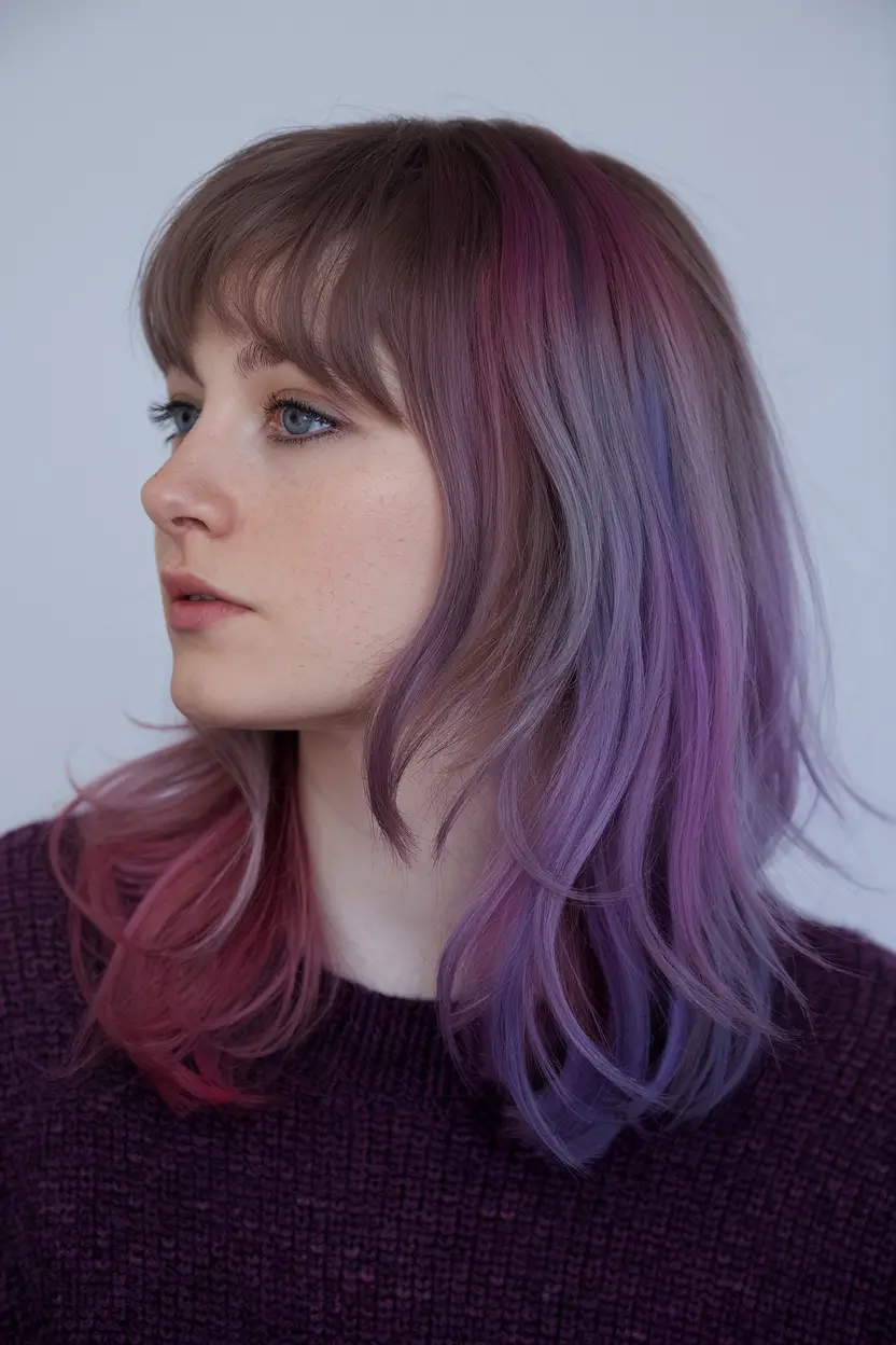 fall haircuts Pastel Ombre with Playful Bangs