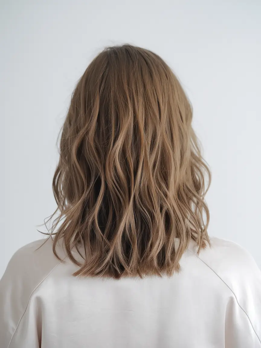 fall haircuts Textured Lob in Warm Honey Brown