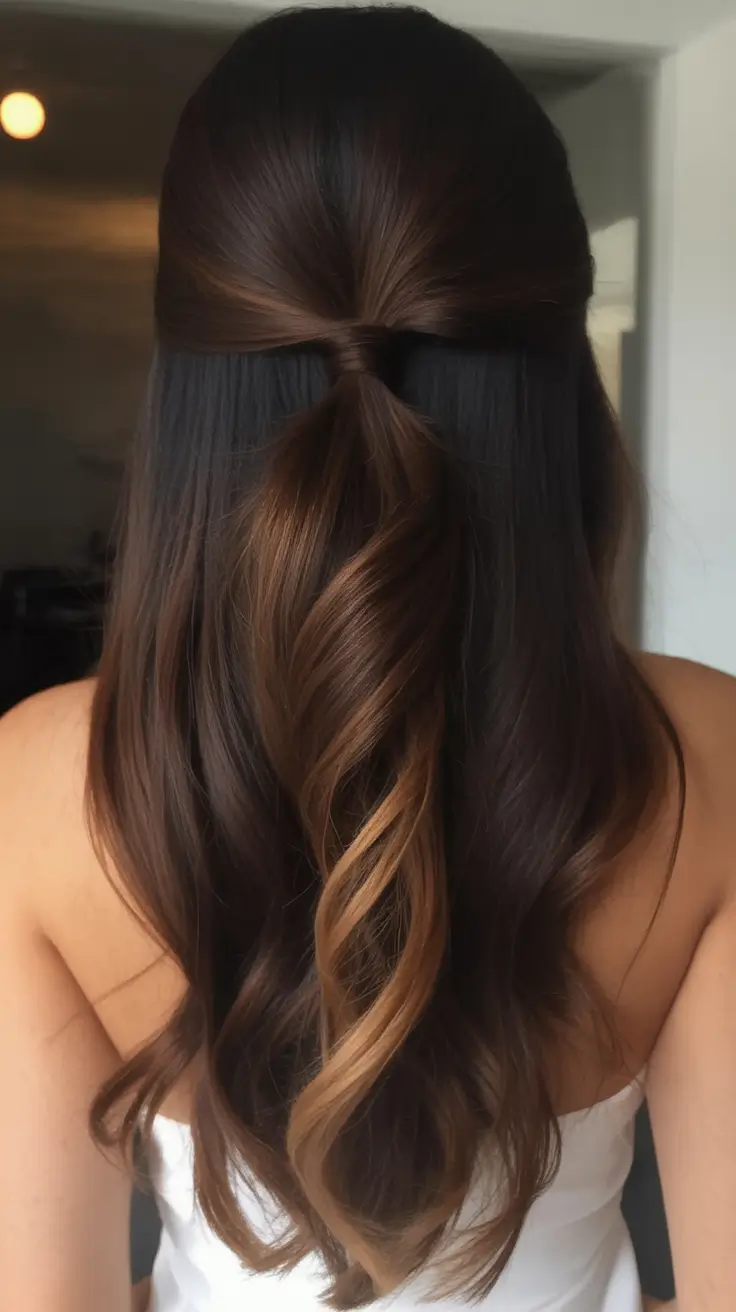 fall hairstyle for long hair Half-Up Twist with Face-Framing Curl
