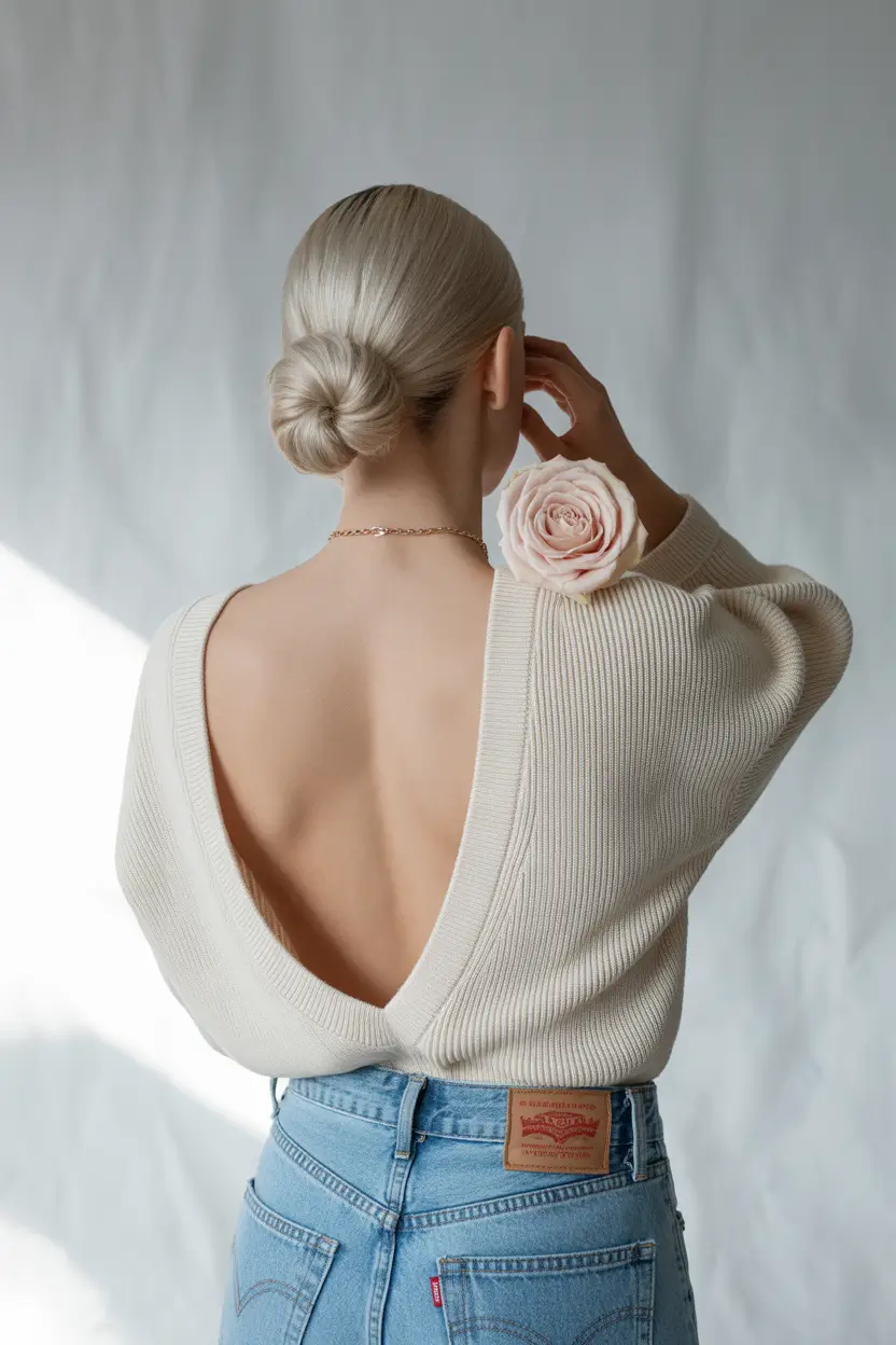 fall hairstyle for long hair Minimalist Sleek Chignon