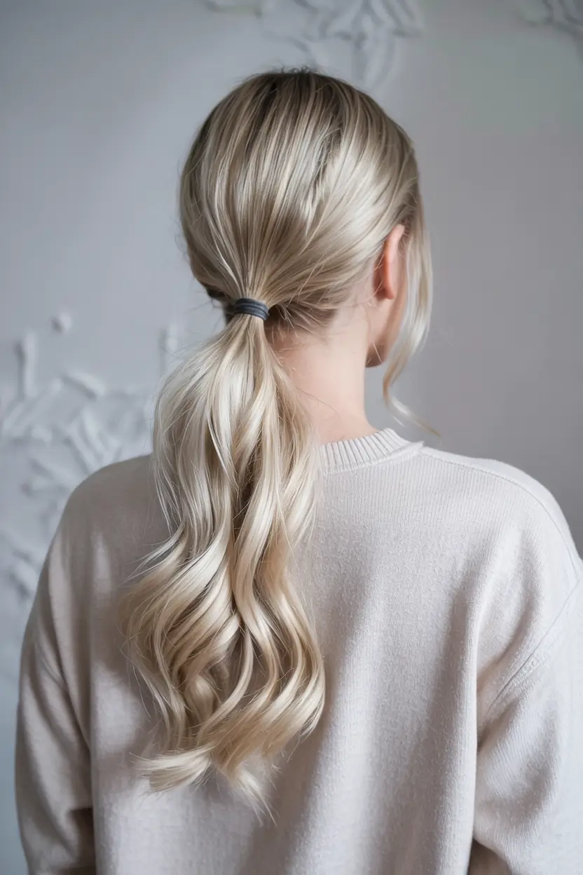 fall hairstyles Low Ponytail with Loose Curl Ends