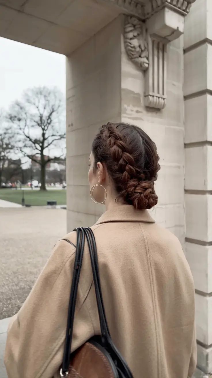 fall hairstyles Diagonal Dutch Braid Into Textured Bun