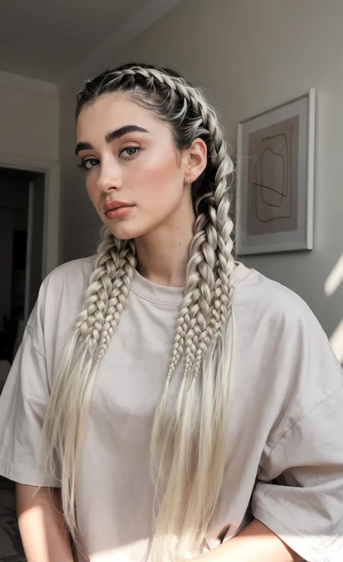 fall hairstyles Double Dutch Braids With Length