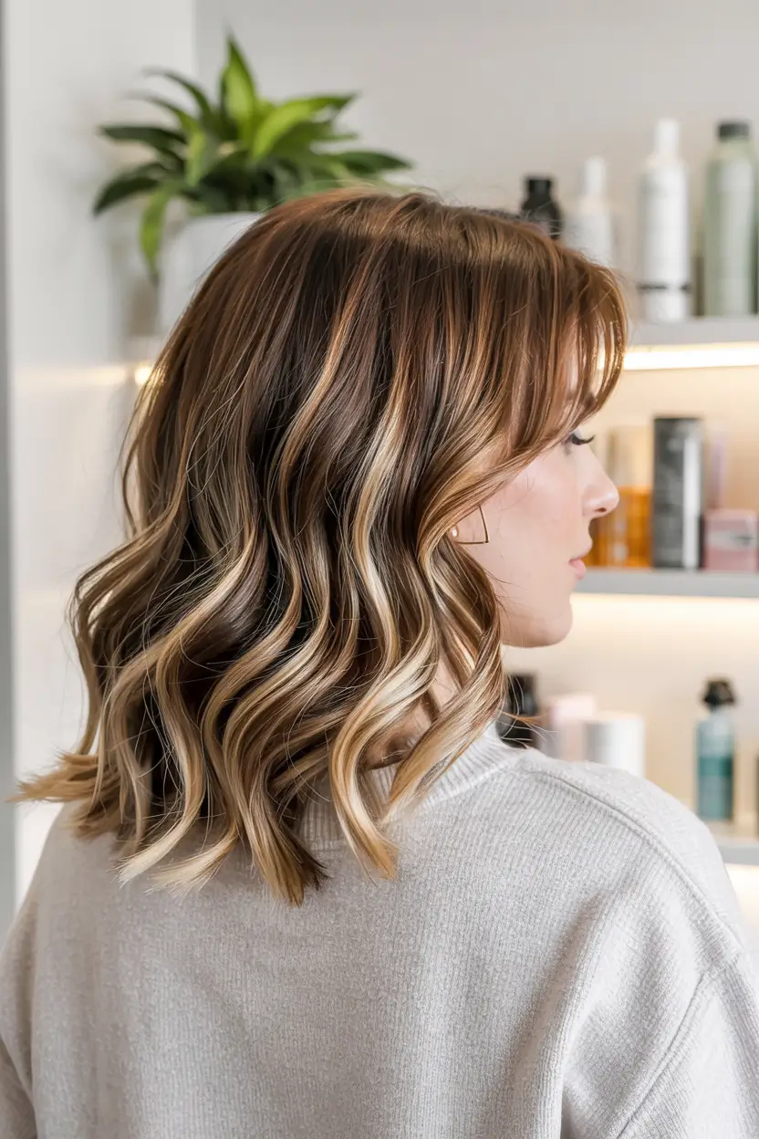 fall hairstyles Soft Waves With Dimensional Highlights