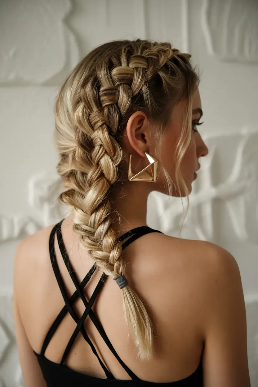 fall hairstyles Sporty Dutch Braid With Edgy Finish