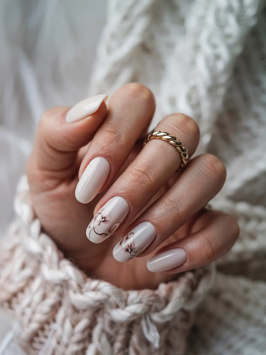 september nails designs Delicate Nude Blossoms for Early Fall