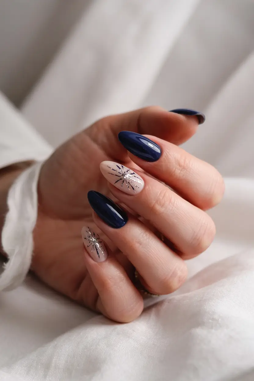 september nails designs Midnight Spark Burst