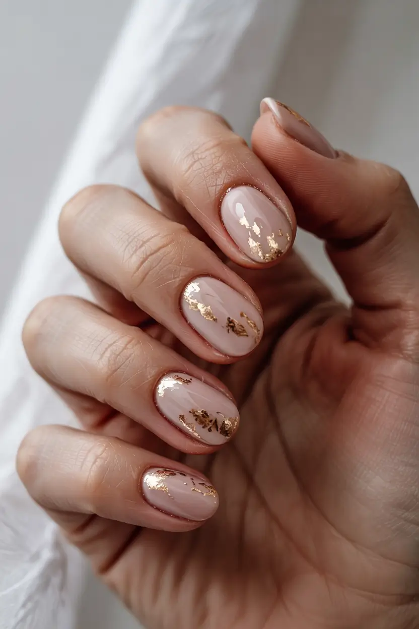 september nails designs Golden Flecked Neutrals