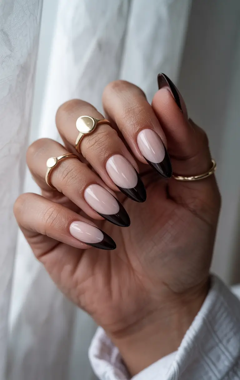 september nails designs Dark Chocolate French Tips