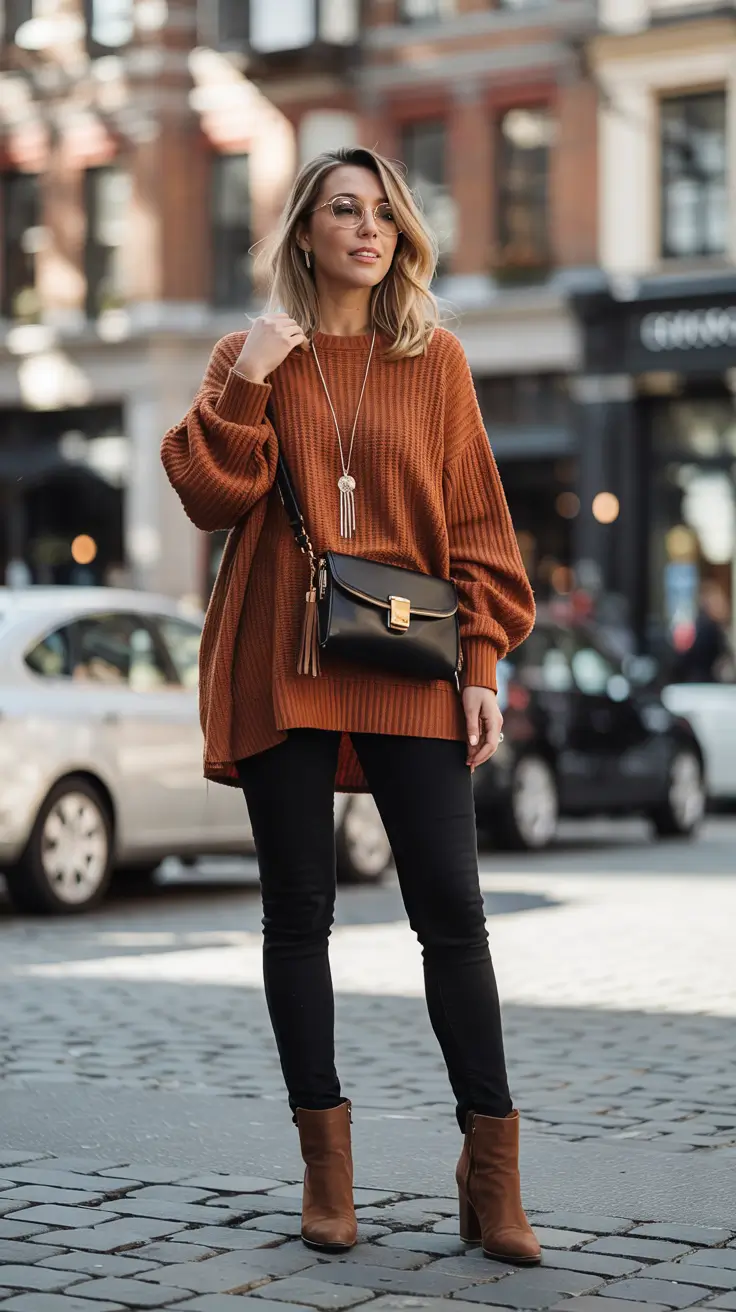 fall outfits ideas spiced-rust-and-classic-black