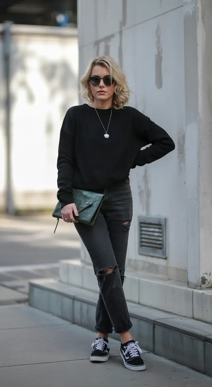fall outfits ideas women+Minimalist Noir with a Hint of Edge
