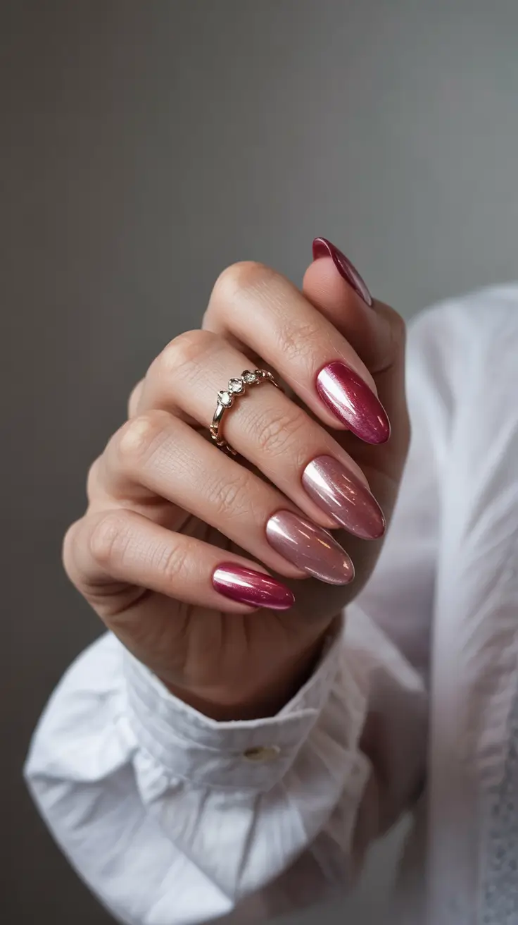 september nails color fall Rosé Chrome Fade