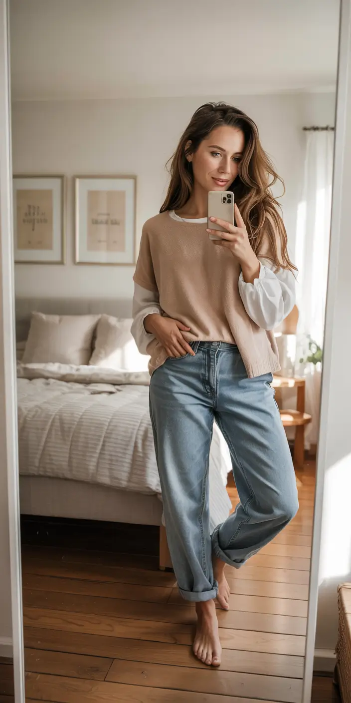 fall fashion trends Soft Layers with Everyday Denim