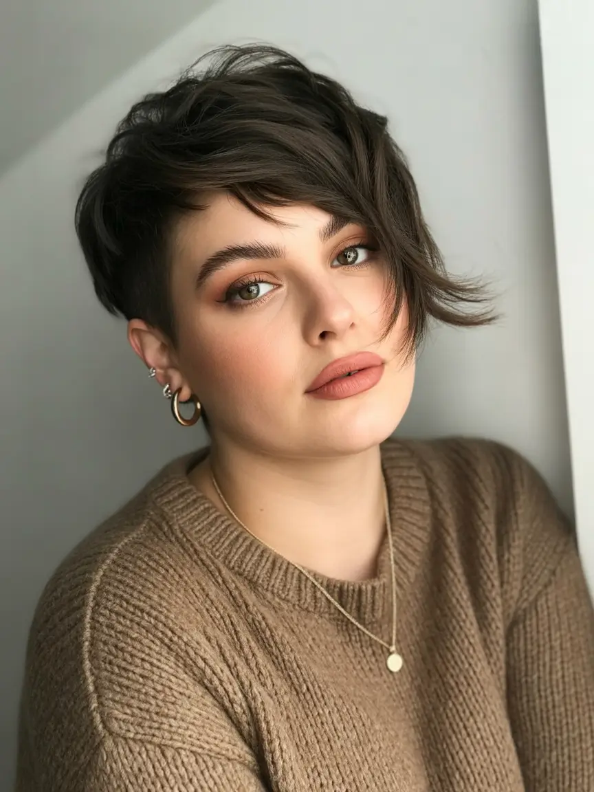 fall haircuts 2025 short Chic Undercut Pixie with Textured Bang Sweep