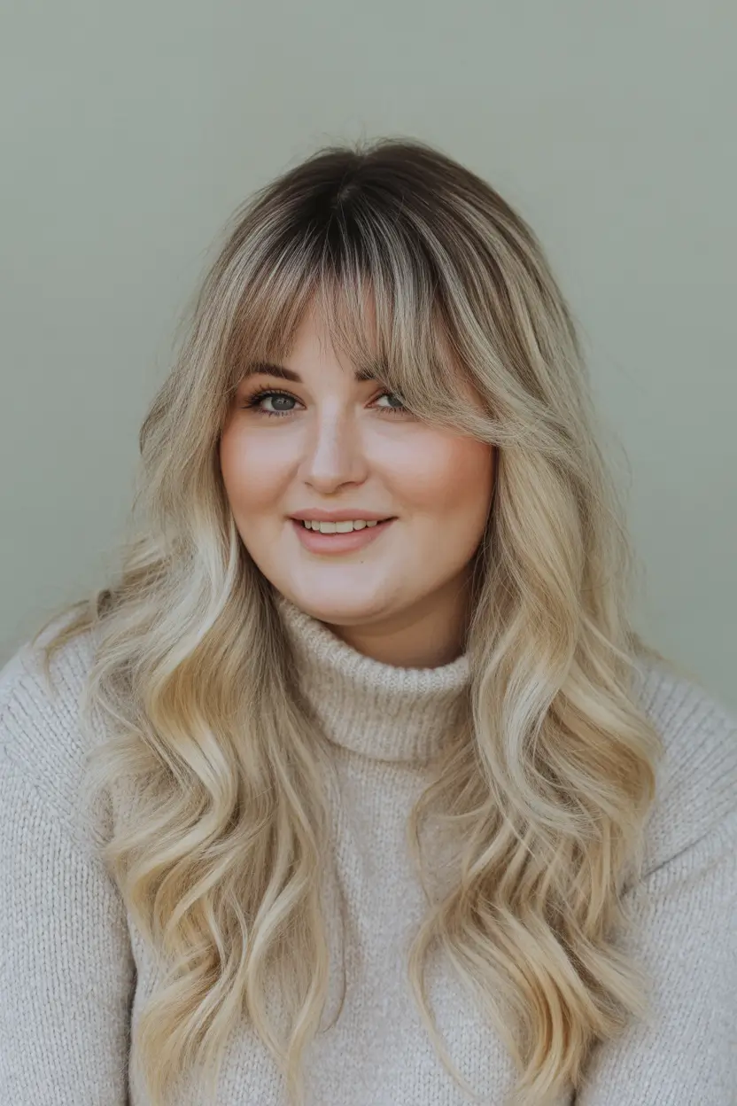 fall haircuts for long hair 2025 Soft Waist-Length Blonde with Full Fringe