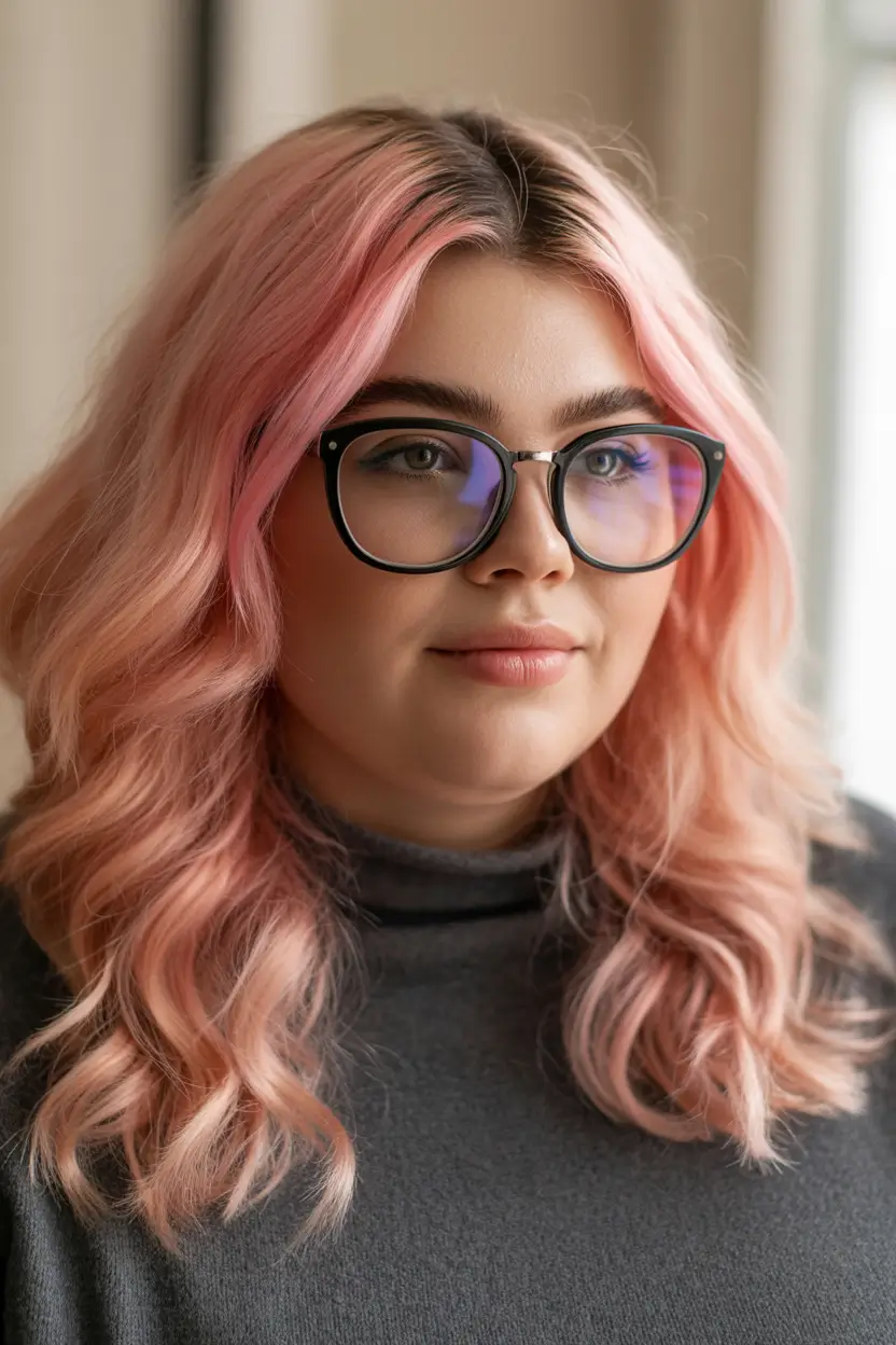fall haircuts 2025 long layers Soft Candy-Pink Waves on Long Layers