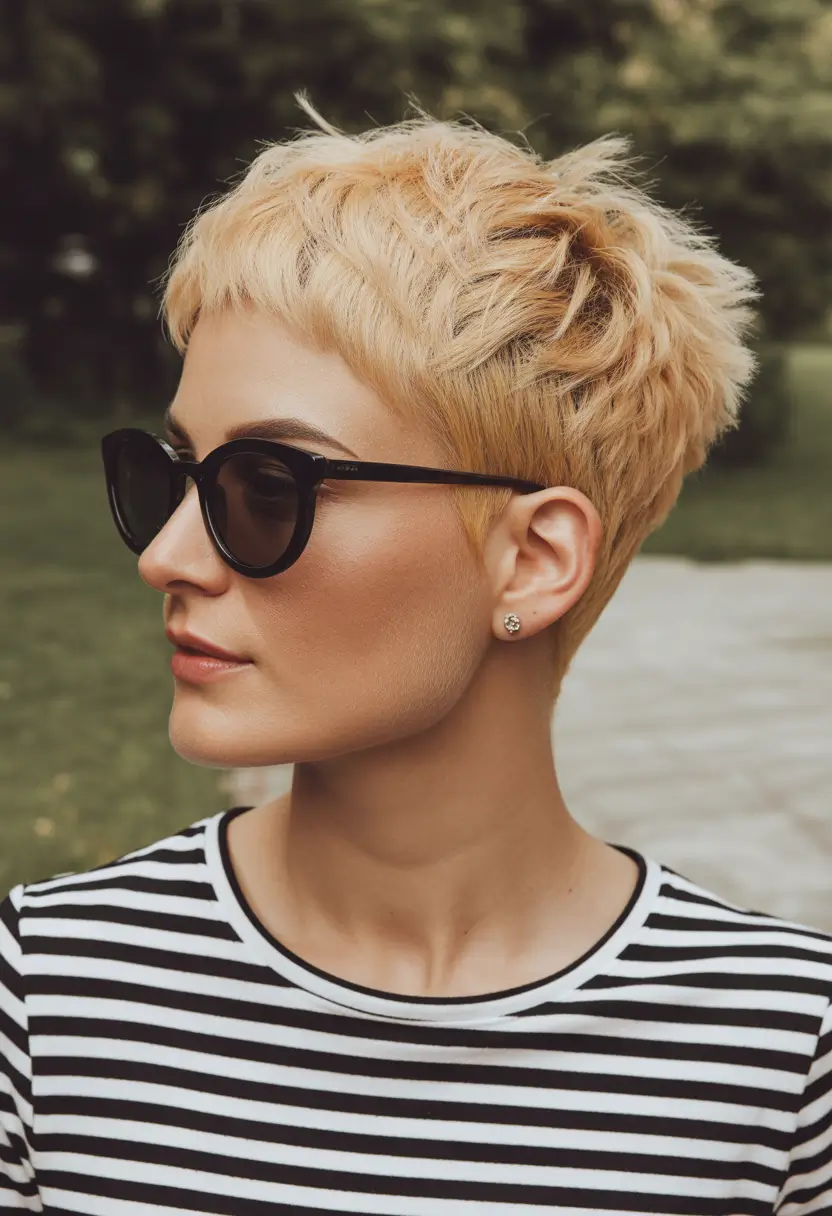 fall pixie haircut Platinum Textured Crop with Parisian Flair