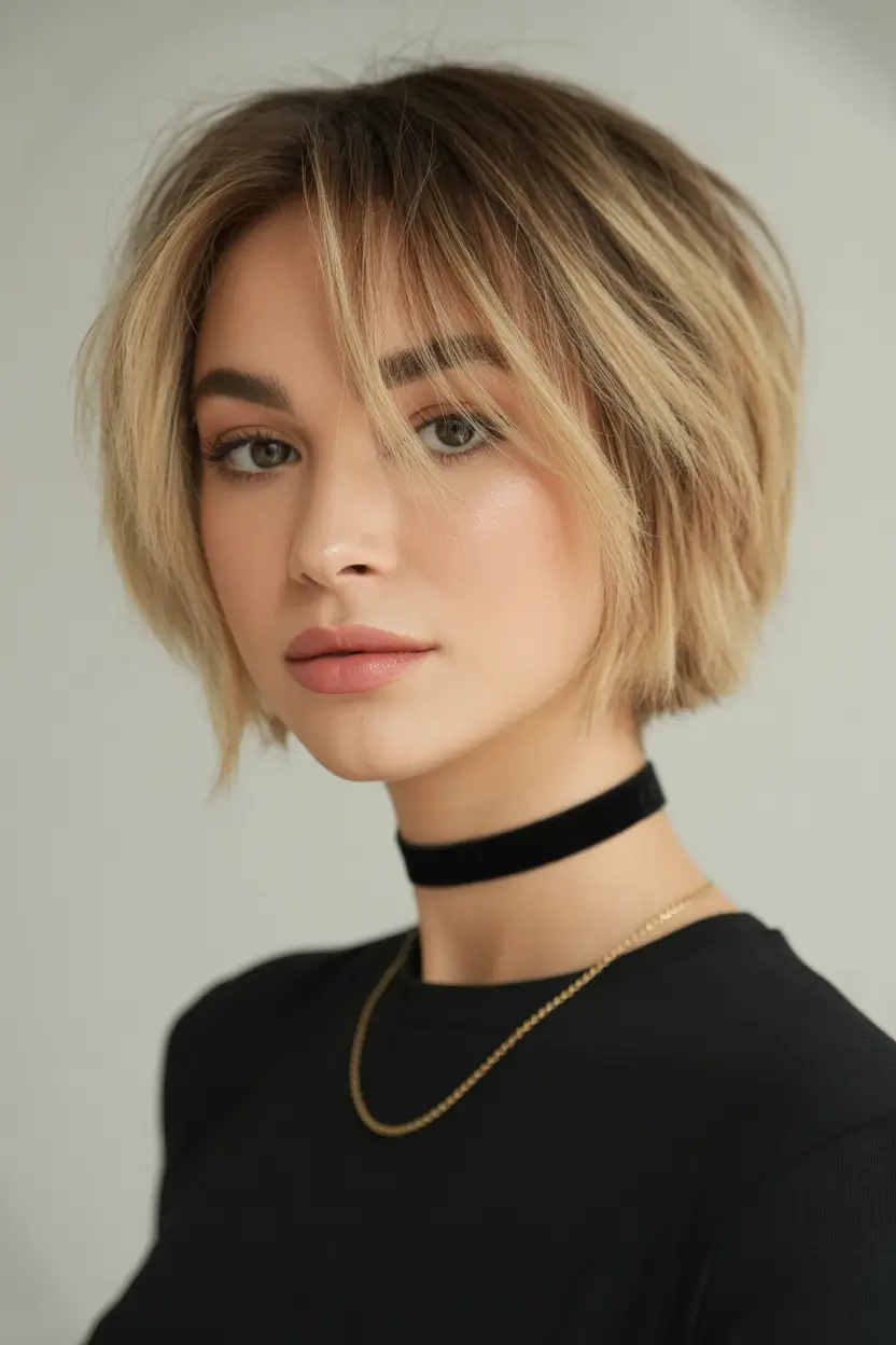 fall hair color ideas for pixie haircut Shaggy Blonde Bob-Pixie Fusion with Curtain Bangs