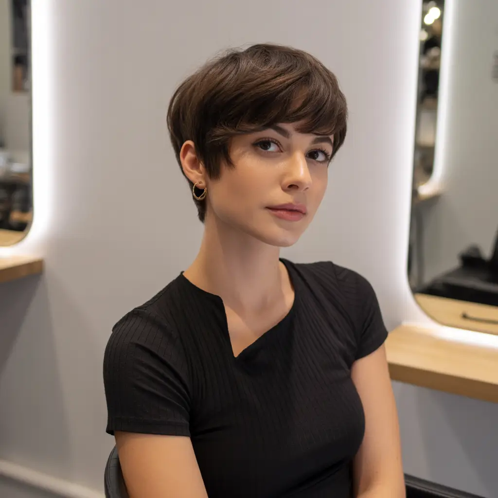fall pixie haircut Rounded Pixie Bob with Side-Swept Volume