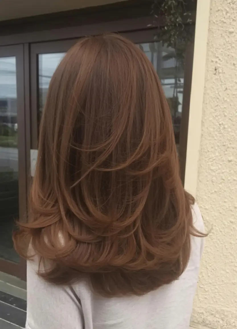 auburn hair colors Layered Auburn Brunette Dimension