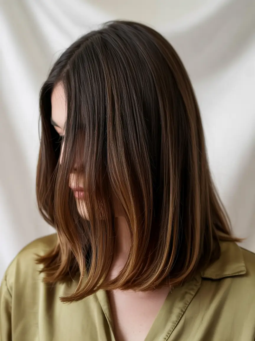 fall hair colors for warm skin tones Mocha Melt Mid-Lengths