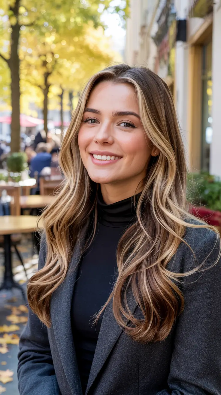 fall hair colors for warm skin tones Golden Balayage for Everyday Radiance