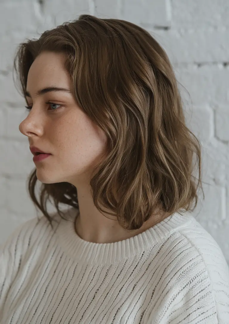 fall haircuts 2025 short round face Textured Bob with Gentle Waves