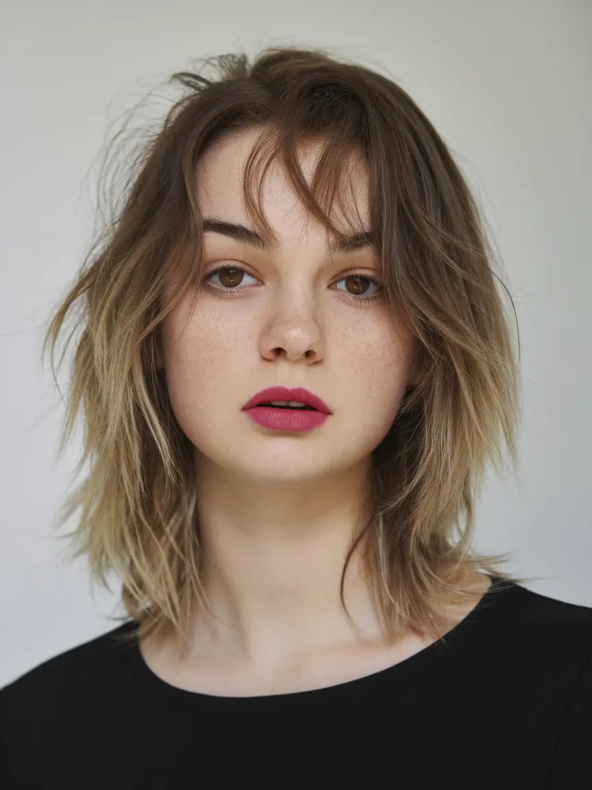round face fall haircut Shaggy Layers with Piecey Fringe
