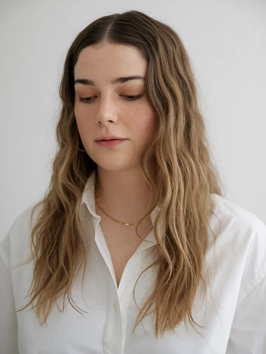 fall-haircuts-2025-long-round-face-Long-Waves-with-Middle-Part