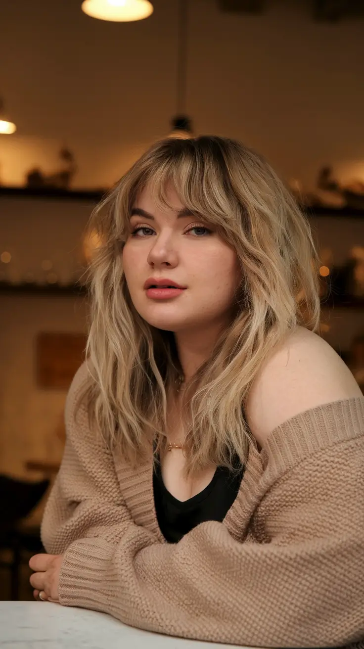 fall haircuts 2025 short round face Textured Shag with Choppy Bangs