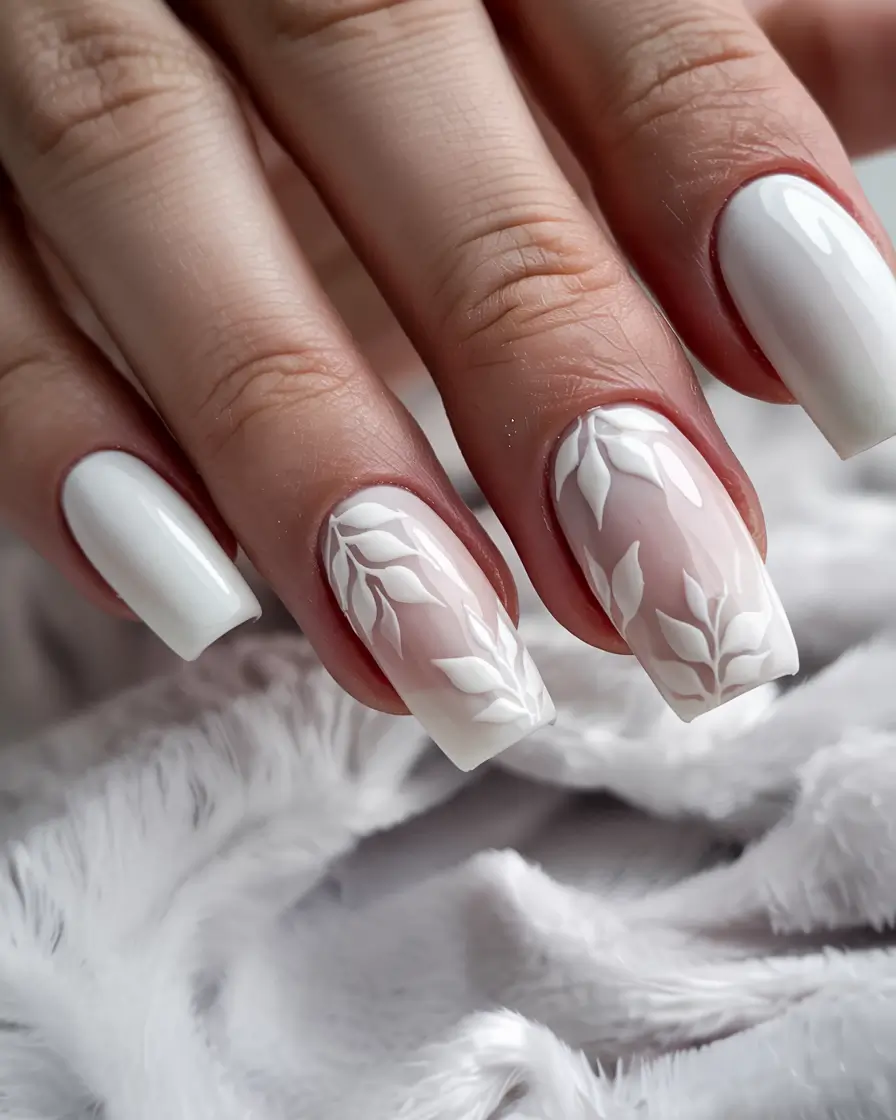 fall/winter nails colors White Leaf Relief