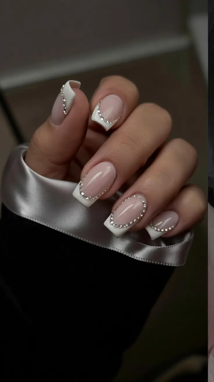 fall/winter nails colors Crystal-Edged French