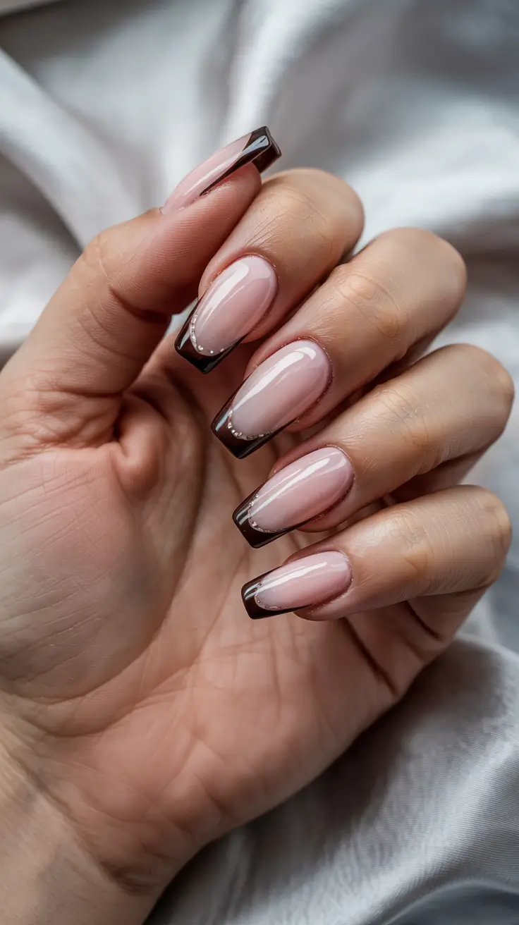 fall/winter nails colors Chocolate French with a Twist